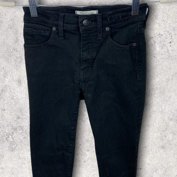 Madewell Black 9" Mid-Rise Skinny Jeans ISKO Black Size 24 Premium Denim G1202 - Picture 8 of 14